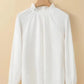 Frilled Mock Neck Ripple Bubble Sleeve Blouse