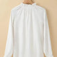 Frilled Mock Neck Ripple Bubble Sleeve Blouse
