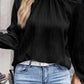 Frilled Mock Neck Ripple Bubble Sleeve Blouse