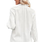 Frilled Mock Neck Ripple Bubble Sleeve Blouse