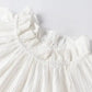 Frilled Mock Neck Ripple Bubble Sleeve Blouse