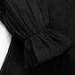 Frilled Mock Neck Ripple Bubble Sleeve Blouse