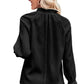 Frilled Mock Neck Ripple Bubble Sleeve Blouse