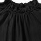 Frilled Mock Neck Ripple Bubble Sleeve Blouse