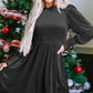 Frilled Neck Smocked Bodice Velvet Dress