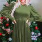 Frilled Neck Smocked Bodice Velvet Dress