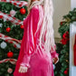 Frilled Neck Smocked Bodice Velvet Dress