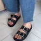 Zee Ladies Trendy Open-Toe Sliders with Buckle