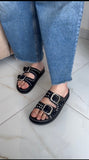 Zee Ladies Trendy Open-Toe Sliders with Buckle