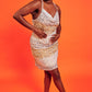 Gold Champagne Sequin Curve Size Velvet Slip Dress