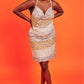 Gold Champagne Sequin Curve Size Velvet Slip Dress