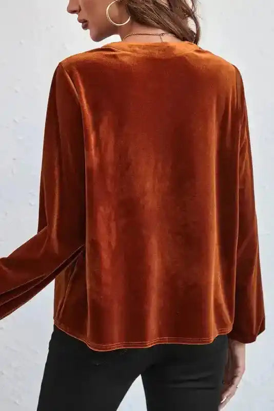 Gold Flame Beaded Velvet Top – Stylish & Elegant Fashion