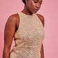 Gold Sequin Lightweight Curve Size Maxi Sheath Dress