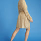 Gold Sequin Midi Blouson Dress