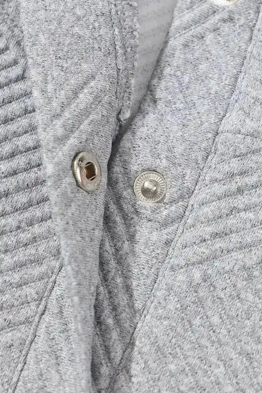 Gray Textured Kangaroo Pocket Drawstring Hooded Mini Dress