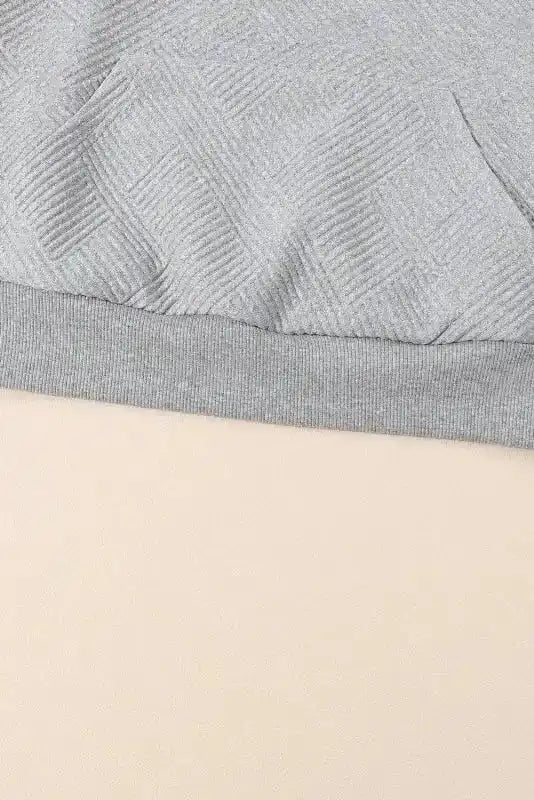 Gray Textured Kangaroo Pocket Drawstring Hooded Mini Dress