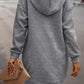 Gray Textured Kangaroo Pocket Drawstring Hooded Mini Dress