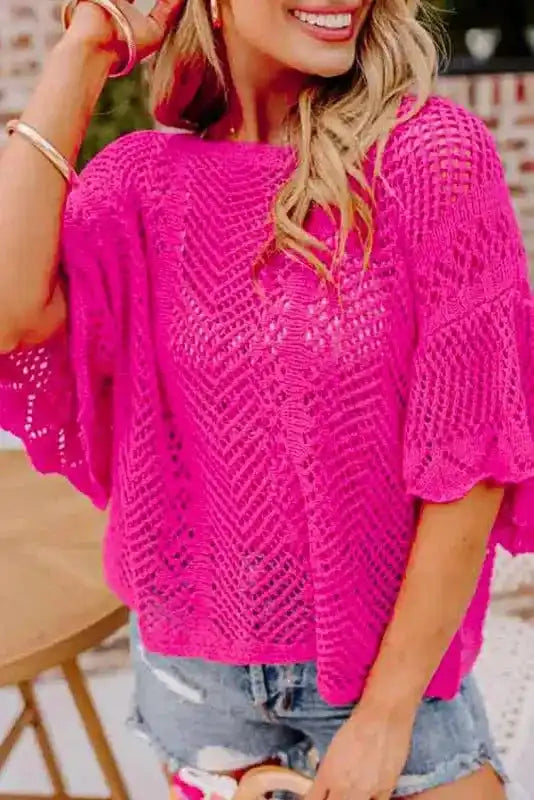 Green Pointelle Knit Top