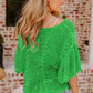 Green Pointelle Knit Top