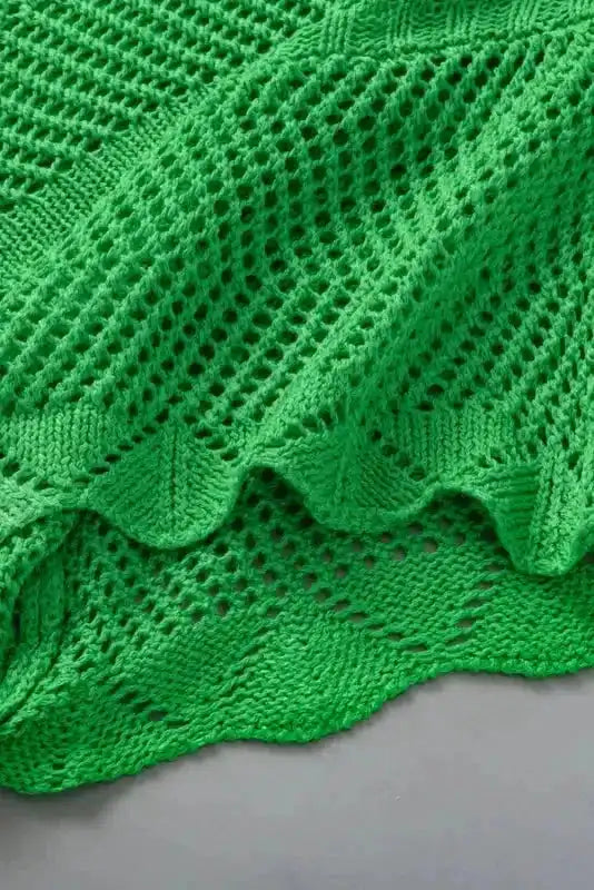 Green Pointelle Knit Top