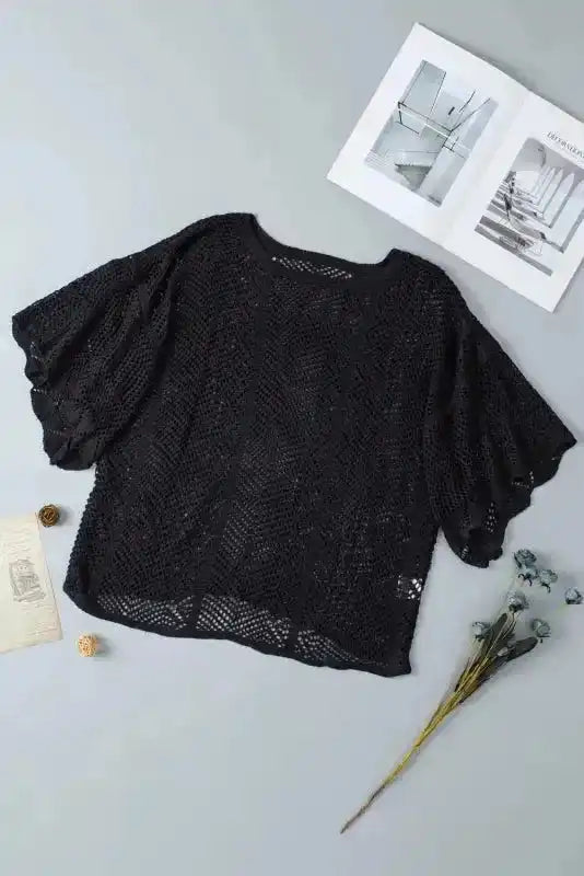 Green Pointelle Knit Top