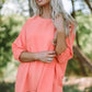 Green Smocked Wrist Shift Top