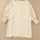 Green Smocked Wrist Shift Top