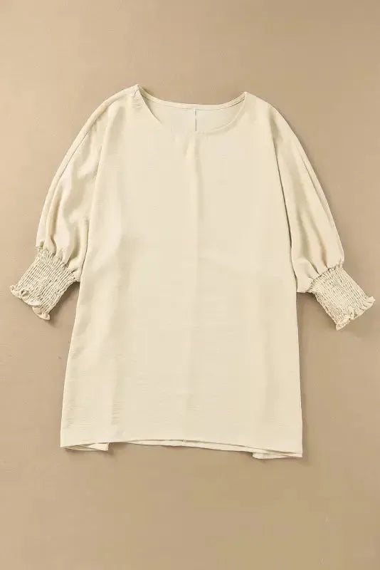 Green Smocked Wrist Shift Top