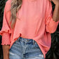 Green Smocked Wrist Shift Top