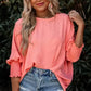 Green Smocked Wrist Shift Top