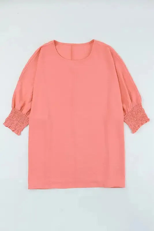 Green Smocked Wrist Shift Top
