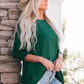 Green Smocked Wrist Shift Top