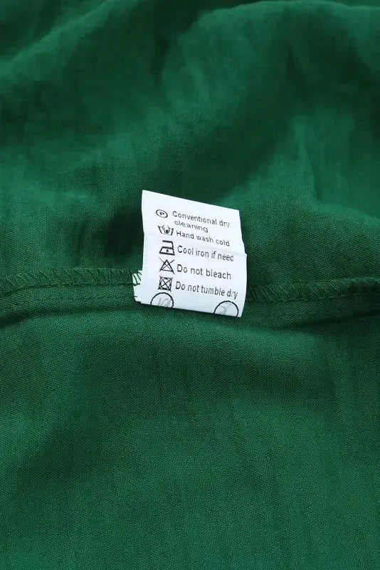 Green Smocked Wrist Shift Top