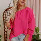 Green Smocked Wrist Shift Top