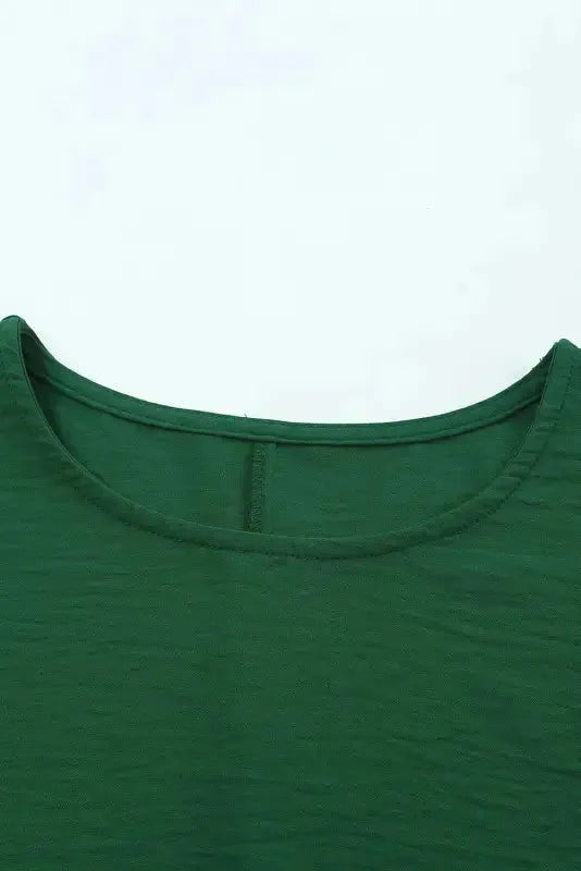 Green Smocked Wrist Shift Top