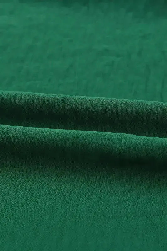 Green Smocked Wrist Shift Top