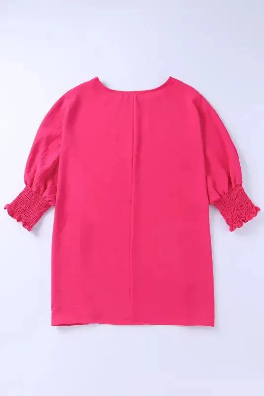 Green Smocked Wrist Shift Top