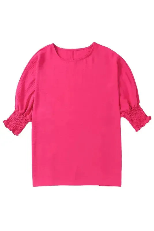Green Smocked Wrist Shift Top