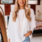Green Smocked Wrist Shift Top