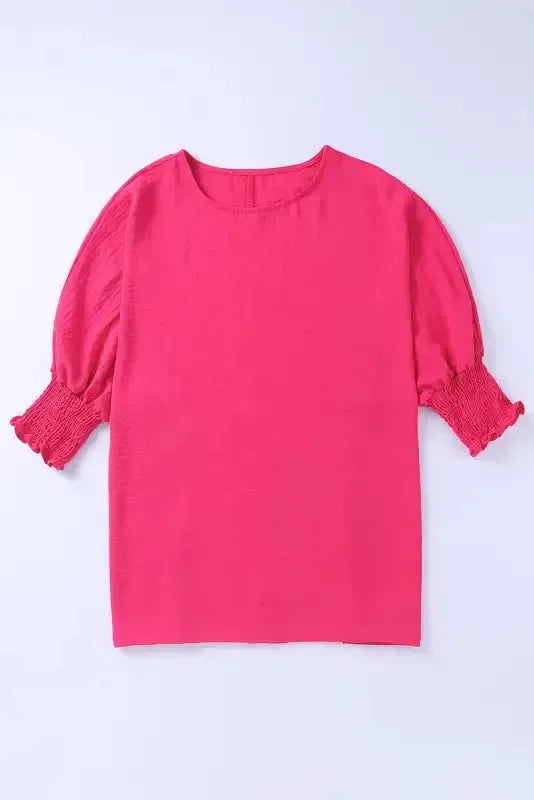 Green Smocked Wrist Shift Top
