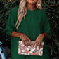 Green Smocked Wrist Shift Top
