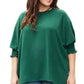 Green Smocked Wrist Shift Top