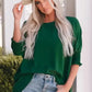 Green Smocked Wrist Shift Top