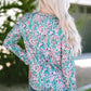 Floral Maxi Dress with V Neck - Green Wrap Style