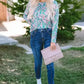 Floral Maxi Dress with V Neck - Green Wrap Style