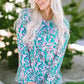 Floral Maxi Dress with V Neck - Green Wrap Style