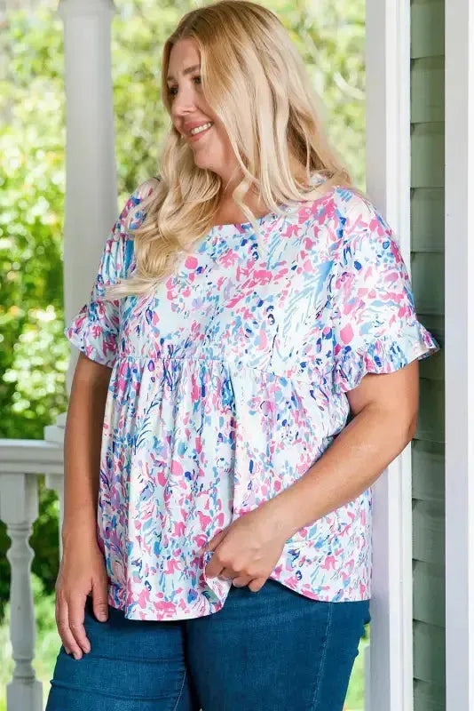 Floral Maxi Dress with V Neck - Green Wrap Style