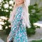 Floral Maxi Dress with V Neck - Green Wrap Style