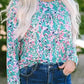 Floral Maxi Dress with V Neck - Green Wrap Style