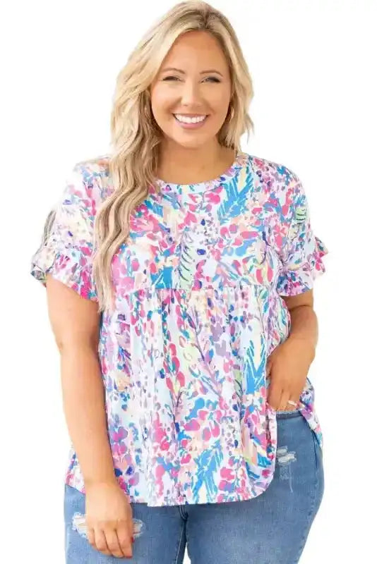 Floral Maxi Dress with V Neck - Green Wrap Style